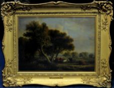 JAMES STARK (1794-1859) attributed `Country Scene with Cattle` in a period gilt frame with plaque,