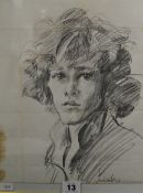 ROBERT LENKIEWICZ (1941-2002) signed pencil sketch, circa 1970s, `Portrait of Jacqueline Scott`,