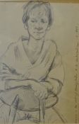 ROBERT LENKIEWICZ (1941-2002) pencil sketch circa 1960 `Elvira in the Studio, Hampstead`, signed,