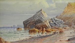 DAVID SKINNER watercolour `Meadfoot Rock` Torquay, signed, dated and titled 1897 34cm x 59cm