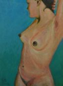 Modern oil on canvas painting nude study signed GA 2002, 80cm x 60cm