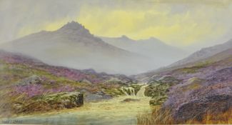 DOUGLAS H PINDER (186-1949) watercolour `Tavy Cleave, Dartmoor` signed and titled 20cm x 38cm