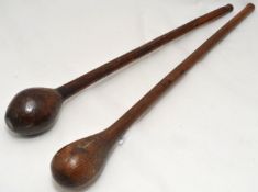 Two Zulu knobkerrie clubs circa 1900, 53cm