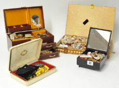 A quantity of various costume jewellery in four boxes