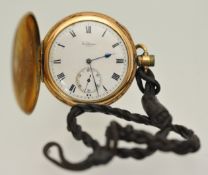 Gold plated Waltham full hunter pocket watch (Dennison Star) not working
