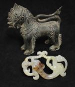 Small Chinese (?) bronze animal and jade style carving