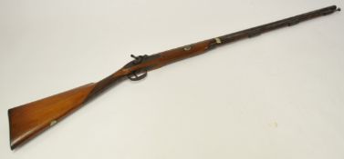 An antique muzzle loading 10 bore shot gun, no makers name, 129cm long