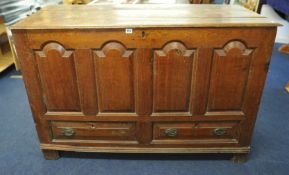 Late 18th early 19th century oak mule chest fitted with two drawers 136cm wide