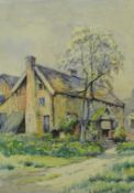 H. HADFIELD CUBLEY (1882-1930) signed watercolour farmhouse, 35cm x25cm