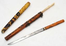 19th century Chinese chopsticks and case together with another case
