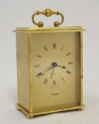 Swiss 8 day carriage clock, modern single wind key for alarm and time functions, 14cm.