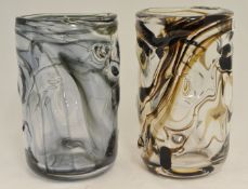Two heavy Art glass Whitefriars vases, 24cm.