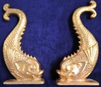 Pair of bronze dolphin sculptures approximately 25cm (approximately 16lb total weight).