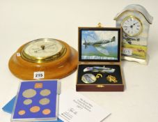 Coinage of Great Britain set 1977, Spitfire Collectors clock and set, barometer (4).