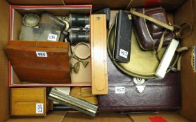 A quantity of various items including cased fish set, drawing instruments, travel case, camera,