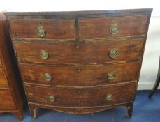 Early Victorian mahogany bow fronted chest with two short and three long drawers.