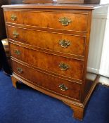 Reproduction burr walnut chest fitted with four drawers, 81cm wide.