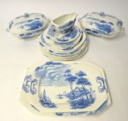 Palissy blue and white dinner service, Lakeland pattern.