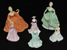 Collection of six Coalport figurines including, Ladies of Fashion and Debutantes.