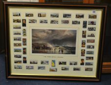 Framed collection of Ogden cigarette cards `The Story of The Lifeboat` with print.