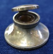 Small silver capstan inkwell (slight dent).