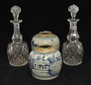 Pair of glass decanters and a pair of Chinese ginger jars (4).