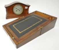 Edwardian mahogany cased mantle clock with eight day French movement with gong strike t/w mahogany