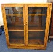Pair of glass fronted two door bookcases, 91cm wide.