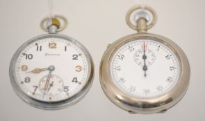 A military fly back stop watch No 21930 t/w a Helvita military pocket watch No P66951.