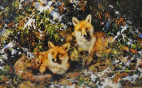DAVID SHEPHERD signed print `Winter Foxes`, Limited Edition No 613/1500 t/w John Mould `Cooling Off`