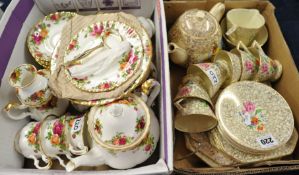 A six setting Deco design Bewley pottery tea set t/w Royal Albert Old Country Roses six setting