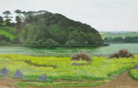 C Deathbridge `Slapton Ley, Near Kingsbridge` oil, signed, 14cm x 21cm.