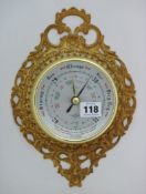Ornate gilded cased barometer by Shortland Bros England Circa 1950?.