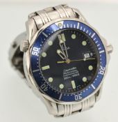 Gents Omega Seamaster Chronometer wrist watch in stainless steel with light blue bezel