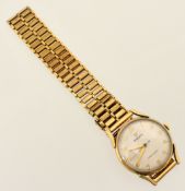 A Gents 9ct gold Rolex Precision bracelet watch, the round dial 28.5mm with Arabic numerals, the