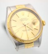 Gents Rolex Oyster Datejust Perpetual wrist watch  in 18ct yellow gold and stainless steel with
