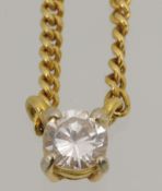 An 18ct gold diamond solitaire pendant set with .40 ct round brilliant diamond on integral 18ct