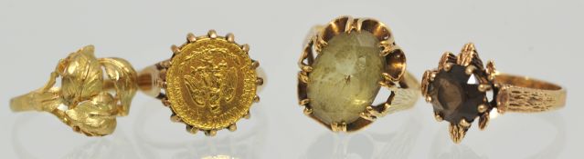 Four various 9ct gold dress rings, gross weight 15g