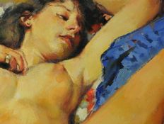 ROBERT LENKIEWICZ (1941-2002) oil on board `Study of Yana, Orgasm Project 9` 52.50cm x 79cm signed