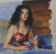 ROBERT LENKIEWICZ (1941-2002) watercolour `Painter with Karen`, signed and titled to the right