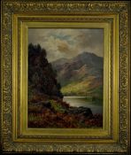 HENRY DEACON HILLIER (1858-1930) ‘On Loch Treig’ oil on canvas, signed and titled to verso 42cm x