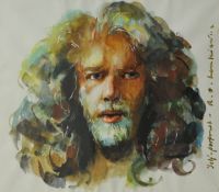 ROBERT LENKIEWICZ (1941-2002) watercolour `Self Portrait`, signed and titled to the right margin,