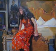 ROBERT LENKIEWICZ (1941-2002) oil on canvas `Esther in the Artist Studio`, signed twice to verso,