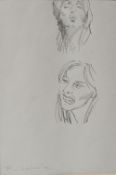 ROBERT LENKIEWICZ (1941-2002) pencil sketch two head portraits, signed, 23cm x 16cm