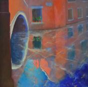 RICHARD LANNOWE HALL (Current St.Ives artist) mixed media `Floating City, Venice Window` 20120, 40cm