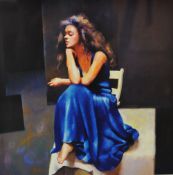 ROBERT LENKIEWICZ (1941-2002) `Anna in Blue` Limited Edition signed print No 401/500, 38cm x 37cm,