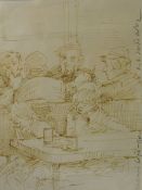 ROBERT LENKIEWICZ (1941-2002) signed pencil sketch `Workman`s Café` circa 1960, 24cm x 18cm