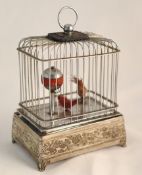 A Continental clock birdcage automaton, 20cm high