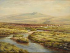 Modern oil painting signed Bob Tucker `Lydford Tor, Dartmoor 2005`, 29cm x 35cm