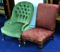 Two Edwardian upholstered nursing chairs